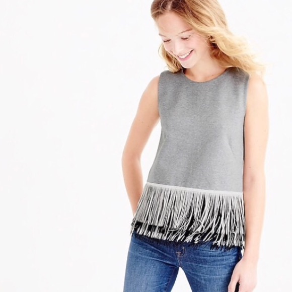 J. Crew Tops - J. Crew Gray Fringed Tank XXS